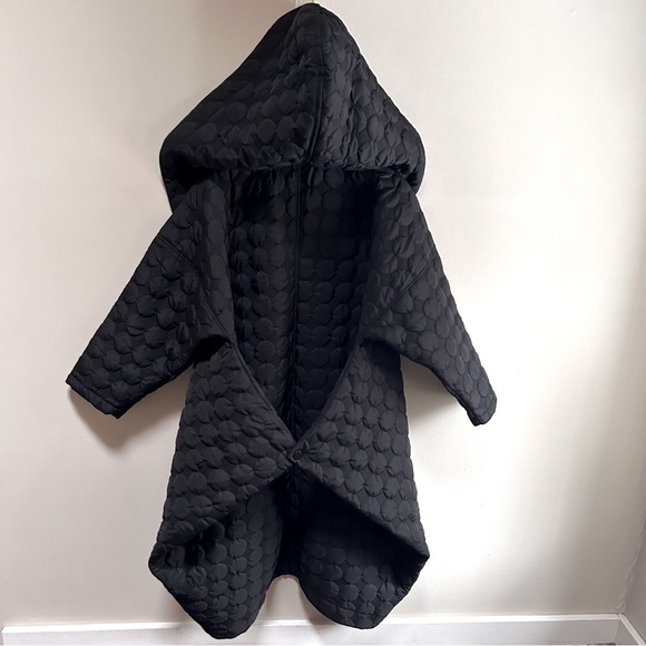 #VDR Via Delle Rose ~ Quilted Black Oversized Open Front Cocoon Coat in OS - Picture 6 of 16